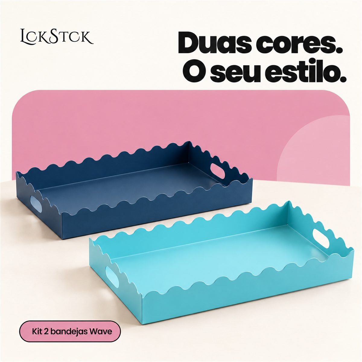 Kit 2 Bandejas Wave Lockstock — Azul Marinho + Azul Claro
