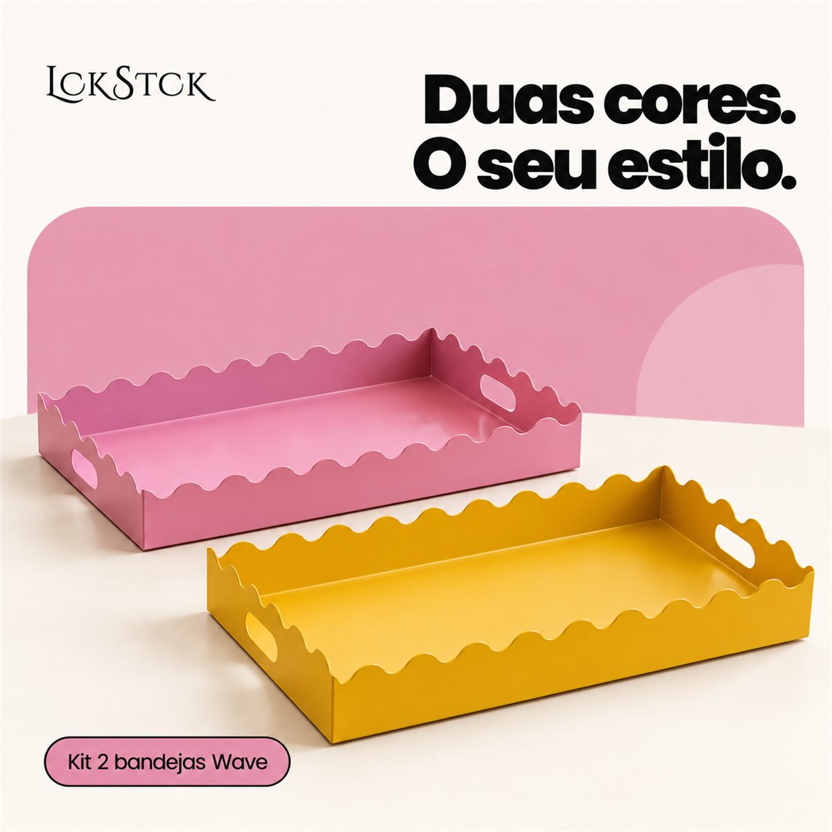 Kit 2 Bandejas Wave Lockstock — Rosa + Amarelo