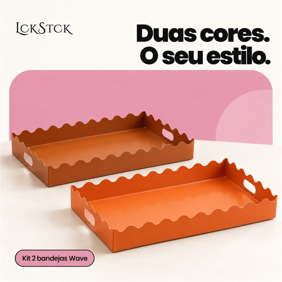 Kit 2 Bandejas Wave Lockstock — Terracota + Laranja