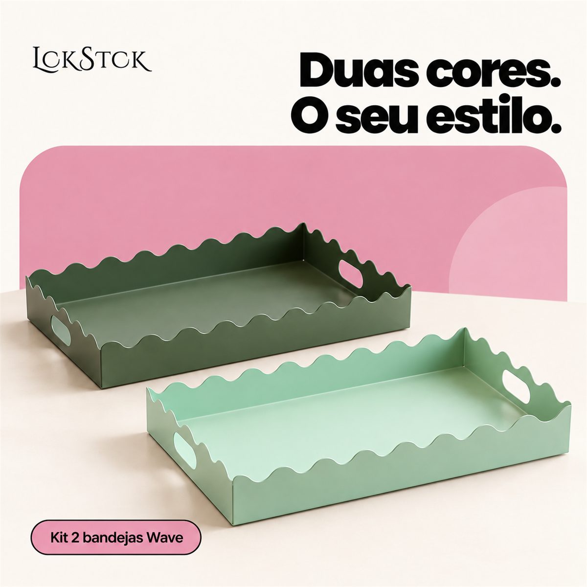 Kit 2 Bandejas Wave Lockstock — Verde Musgo + Verde Claro