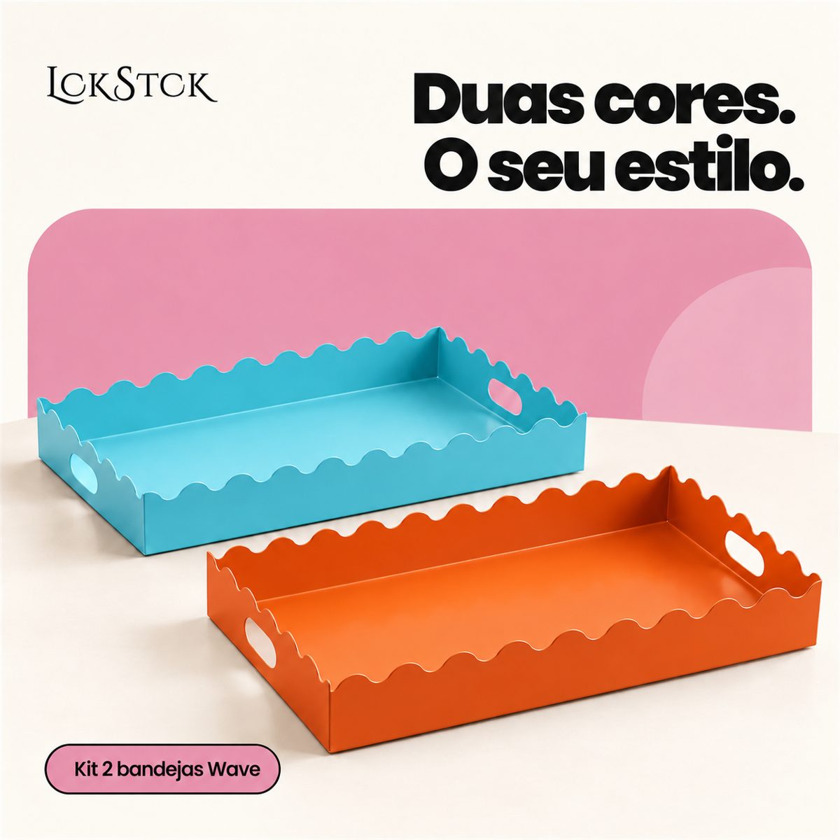 Kit 2 Bandejas Wave Lockstock — Azul Claro + Laranja