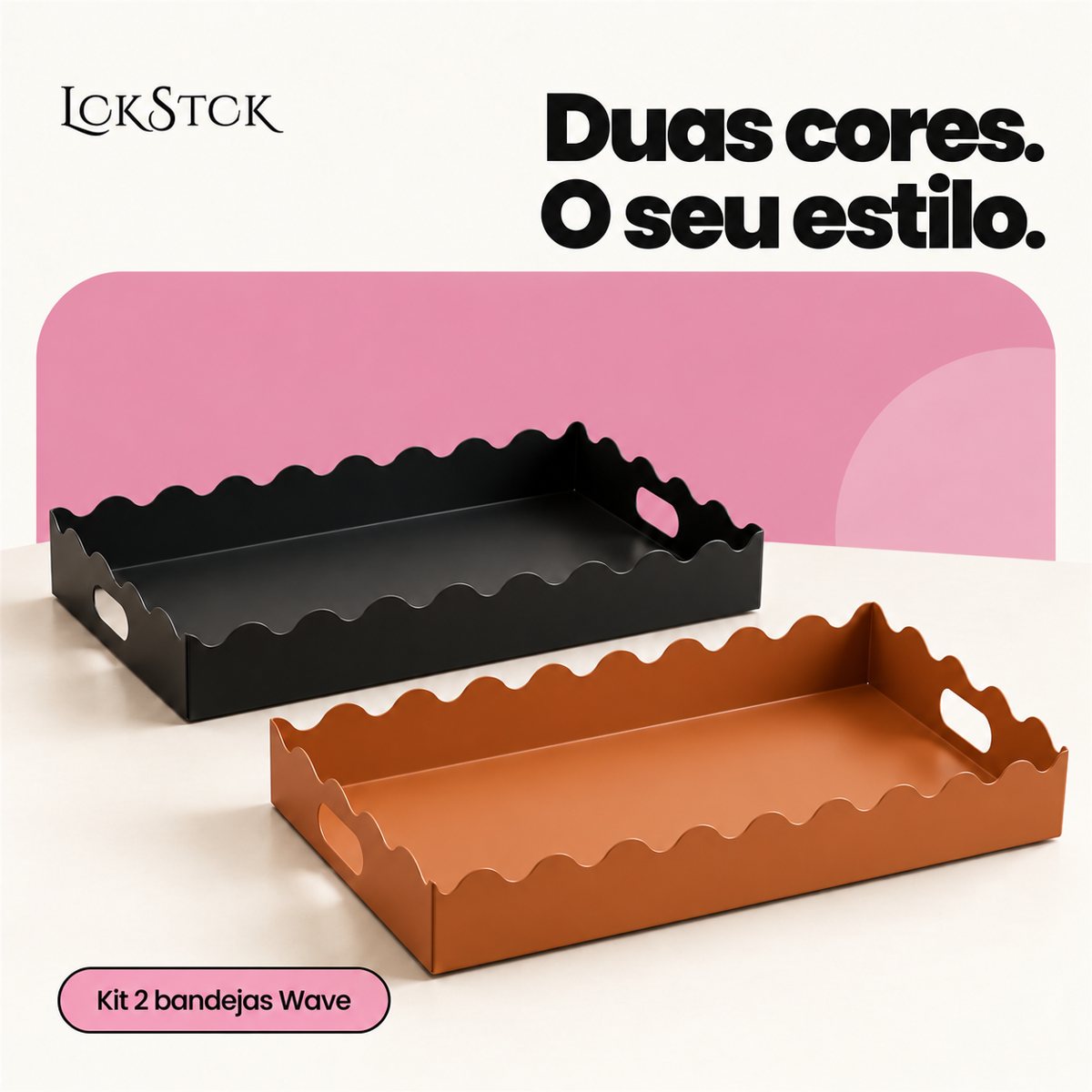 Kit 2 Bandejas Wave Lockstock — Preto + Terracota