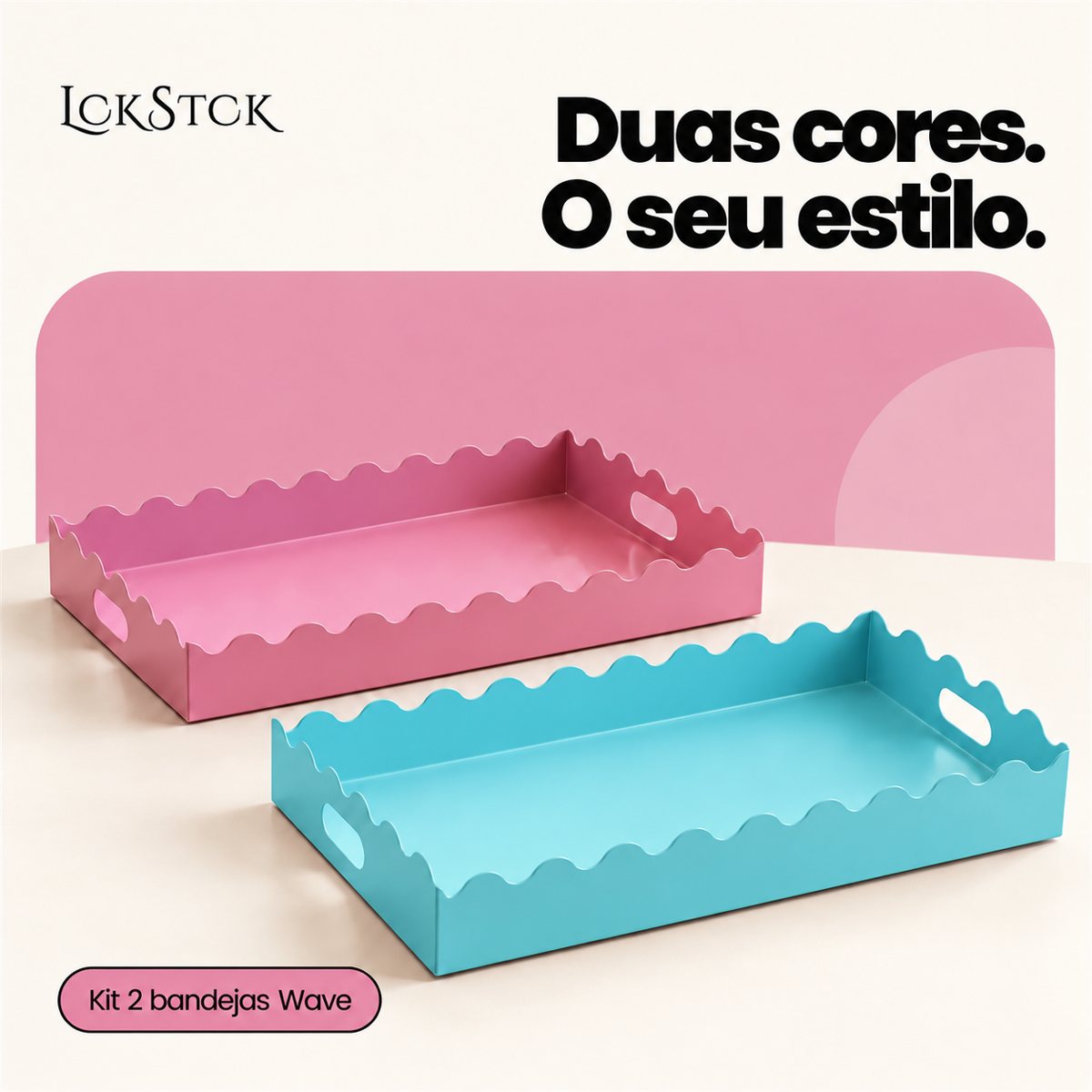 Kit 2 Bandejas Wave Lockstock — Rosa + Azul Claro