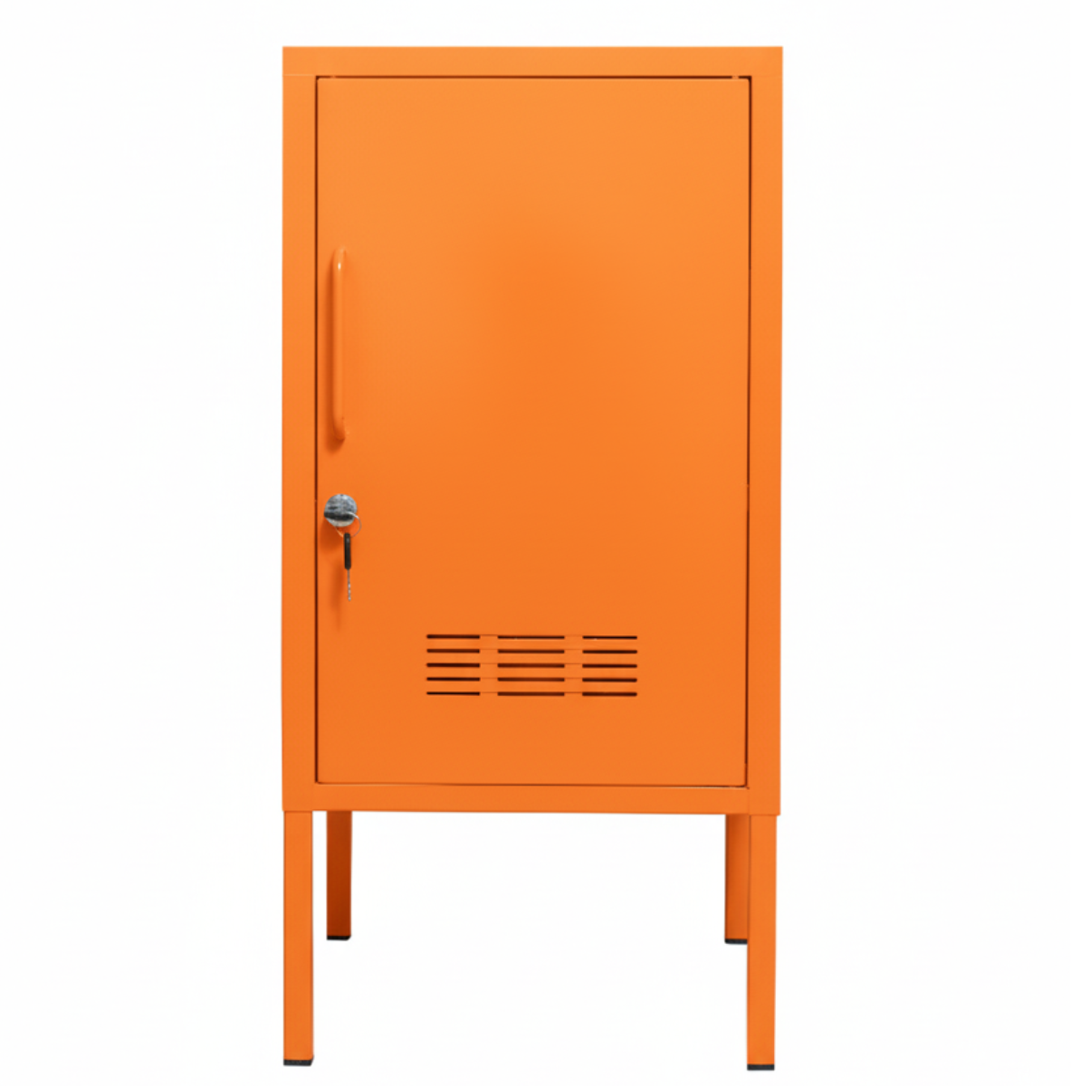 Armário de aço laranja LockStock 72 cm com chave — vista frontal