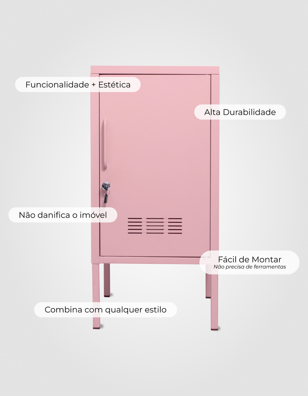 Armário Rosa LockStock 72 cm - detalhes e atributos