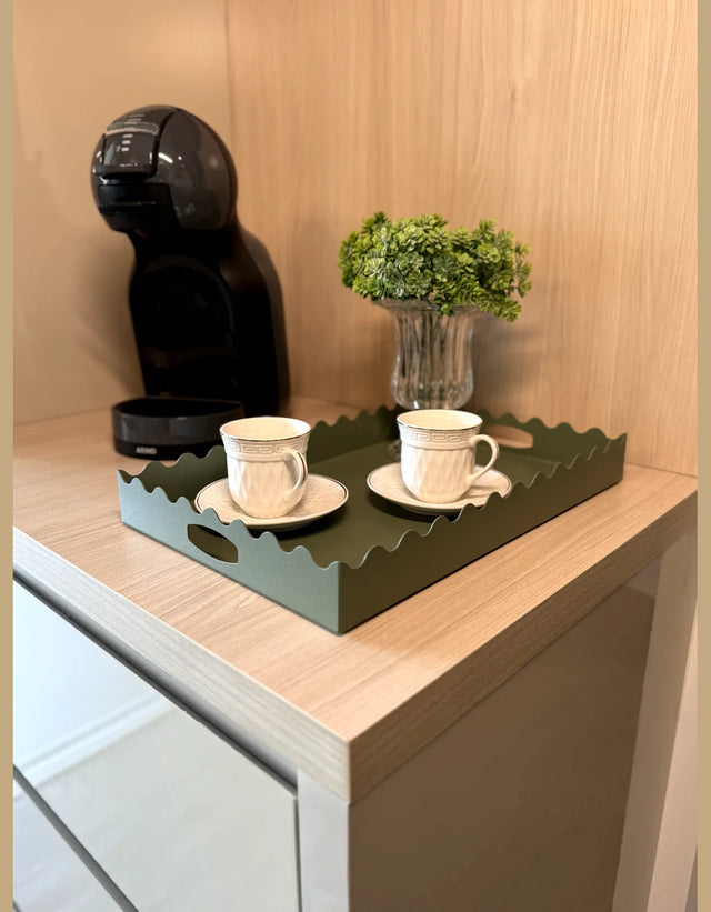 Bandeja Verde Escuro LockStock para Decoração Natural