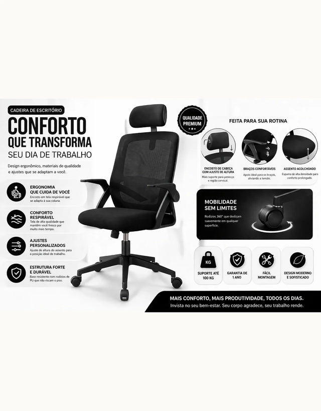 Cadeira LockStock M255 para Home Office - Design Moderno
