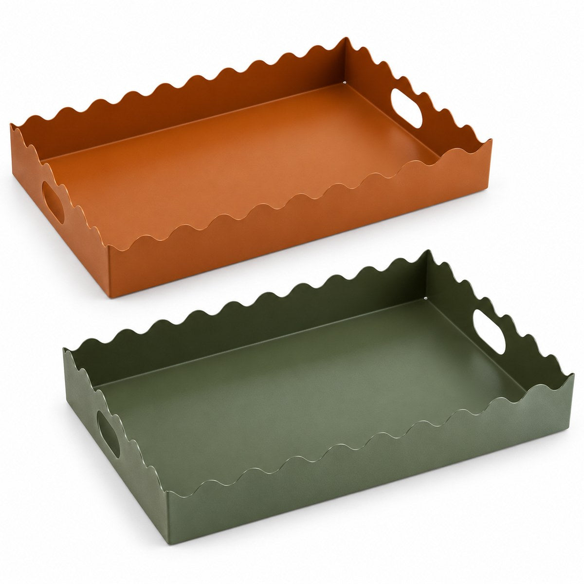 Kit 2 Bandejas Wave Lockstock — Terracota + Verde Musgo